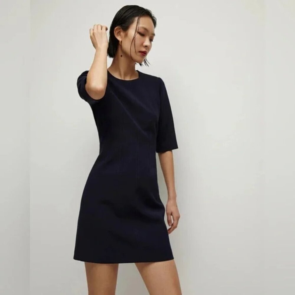 Veronica Beard Navy Short Sleeve Mini Dress